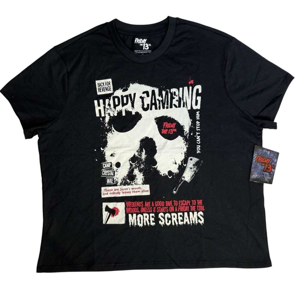 Friday the 13th Halloween Graphic Women TShirt XL Black Horror Slasher Movie NWT